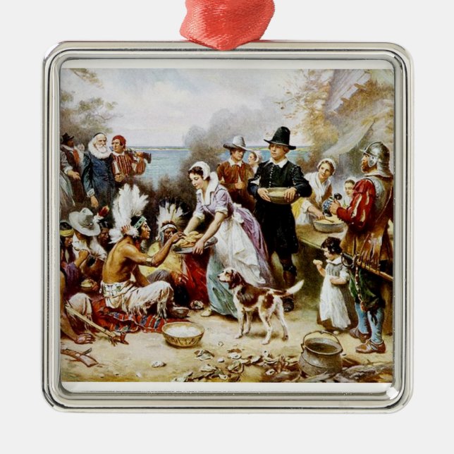 Ornamento De Metal Peregrino da acção de graças/ornamento indiano (Frente)