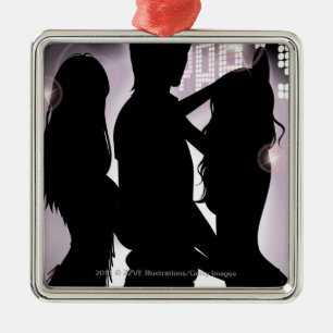 Ornamento De Metal Perfil de uma dança do homem com mulheres em um