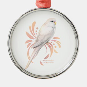 Ornamento De Metal Periquito Branco