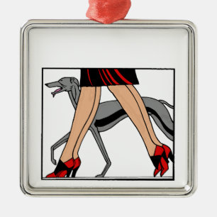 Ornamento De Metal Pernas Art Deco Mulheres Galgo Whippet Cão R