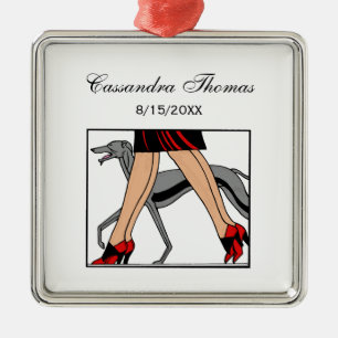 Ornamento De Metal Pernas Art Deco Mulheres Greyhound Whippet Cão R