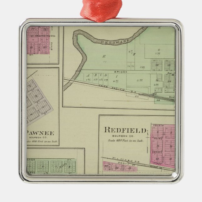 Ornamento De Metal Perry, Memphis, Pawnee, Bronson, Redfield, Kansas (Frente)