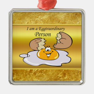 Ornamento De Metal personagem de desenho animado de ovo frito com gra