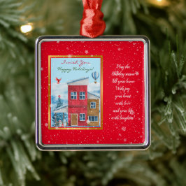 Ornamento De Metal Personalização de Feriado Feliz