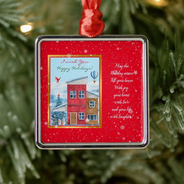 Ornamento De Metal Personalização de Feriado Feliz (Árvore)