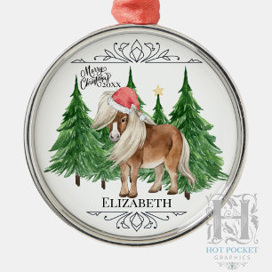 Ornamento De Metal Personalizado Cavalo Aquarela Natal