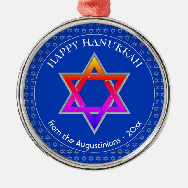 Ornamento De Metal Personalizado | Estrela de David | FELIZ HANUKKAH (Frente)