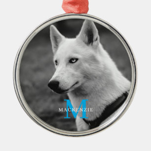 Ornamento De Metal Personalizado Monograma Elegante de Cachorro Perso