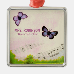 Ornamento De Metal Personalizar, Obrigados de Borboletas de Música P