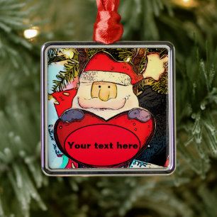 Ornamento De Metal Personalizar Papais noeis Cute Cerâmica Ornament