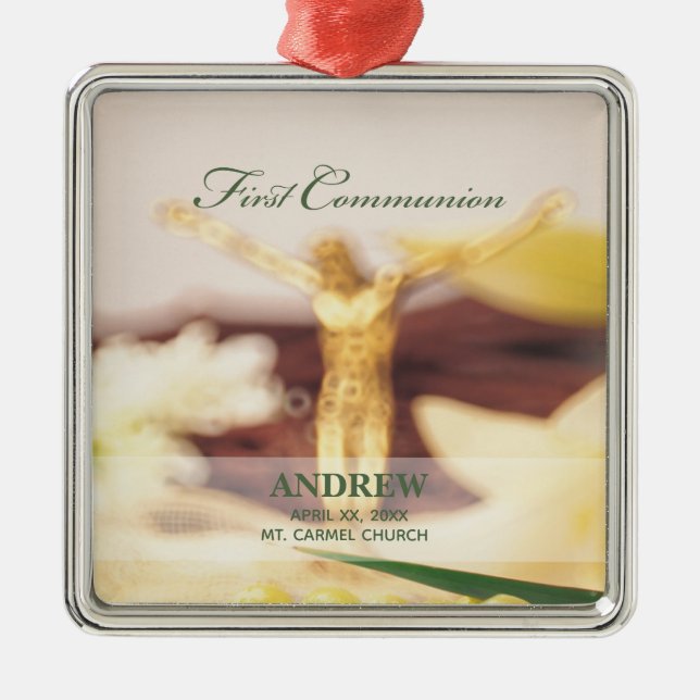 Ornamento De Metal Personalizar, Primeiro Parabéns Comunitários (Frente)