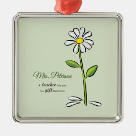 Ornamento De Metal Personalize, Professor Obrigado, Flor Religiosa