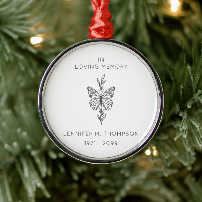 Ornamento De Metal Personalized In Loving Memory Butterfly  (Árvore)