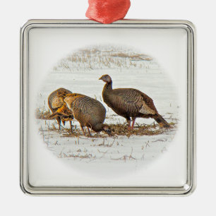 Ornamento De Metal Perus selvagens na neve