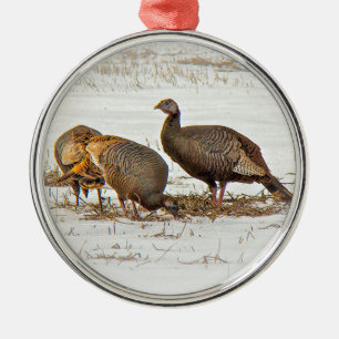 Ornamento De Metal Perus selvagens na neve