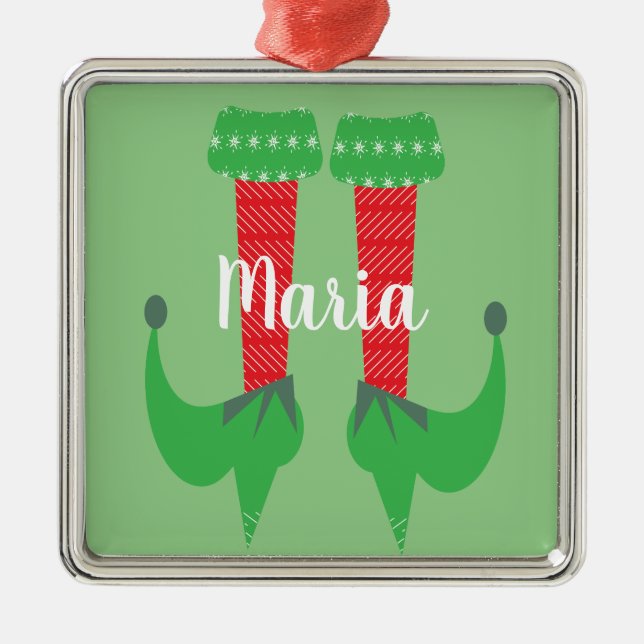 Ornamento De Metal Pés De Elf Bonitos Retro Presente No Natal (Frente)