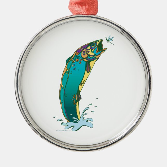Ornamento De Metal Pesca de Trutas Psicodélicas (Frente)