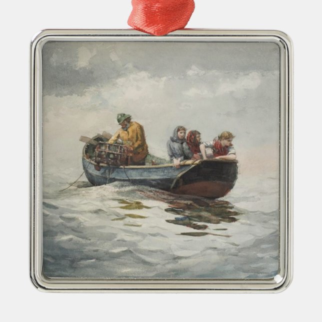 Ornamento De Metal Pesca do caranguejo (por Winslow Homer) (Frente)