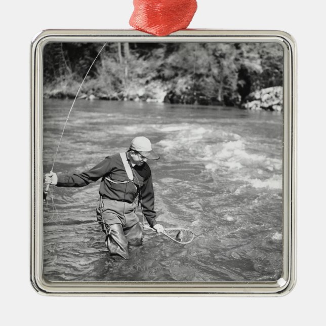 Ornamento De Metal Pesca do homem (Frente)