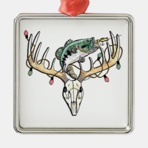 Ornamento De Metal Pesca e baixo e cervos da caça