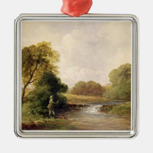 Ornamento De Metal Pesca: Jogando um peixe (óleo em canvas)