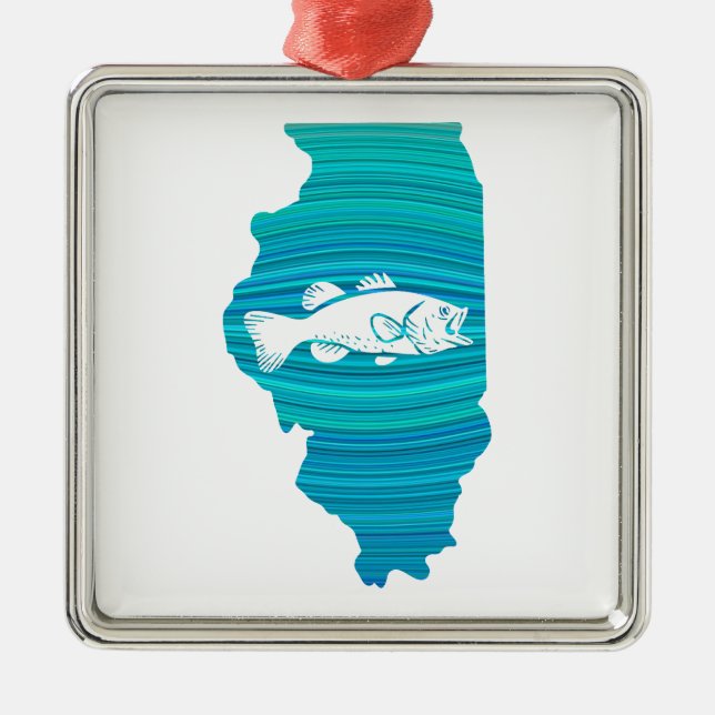 Ornamento De Metal Pesca na Onda de Illinois (Frente)