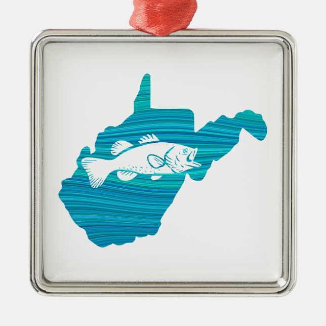 Ornamento De Metal Pesca Wave West Virginia (Frente)