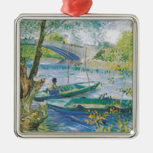 Ornamento De Metal Pescadores e barcos de Van Gogh no Pont de Clichy