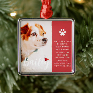 Ornamento De Metal Pet Memorial Citando Foto Simples Moderna