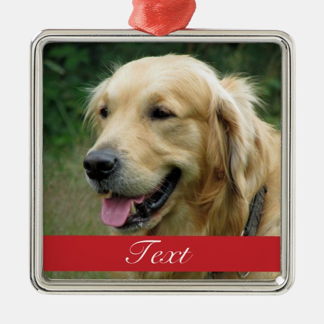 Ornamento De Metal Pet Photo personalizável (Frente)