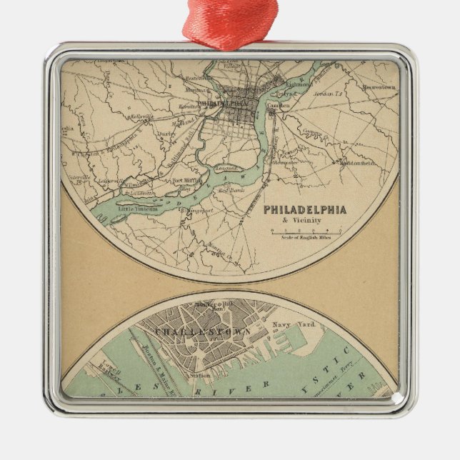 Ornamento De Metal Philadelphfia e Boston (Frente)