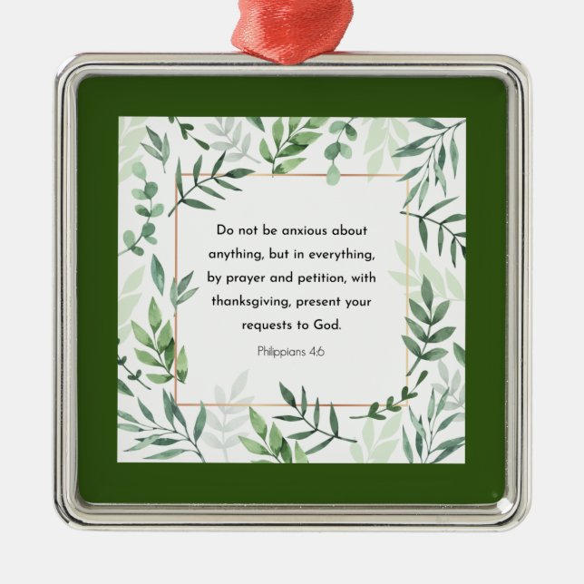 Ornamento De Metal Philippians 4:6, Bíblia Verse (Frente)