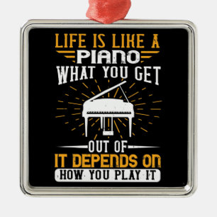Ornamento De Metal Piano - A Vida É Como Um Piano