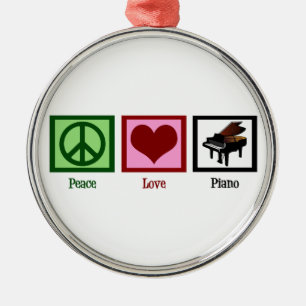 Ornamento De Metal Piano do amor da paz