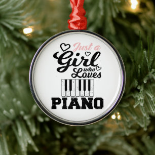 Ornamento De Metal Piano Girl