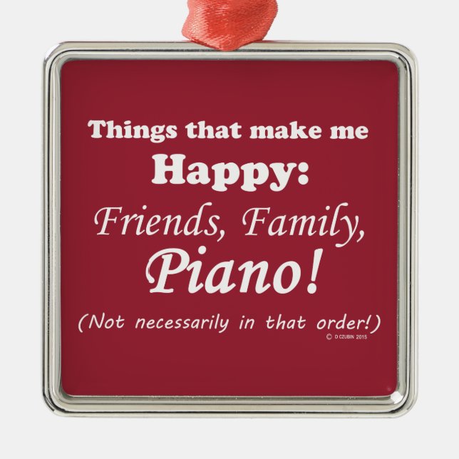 Ornamento De Metal Piano me deixa feliz (Frente)