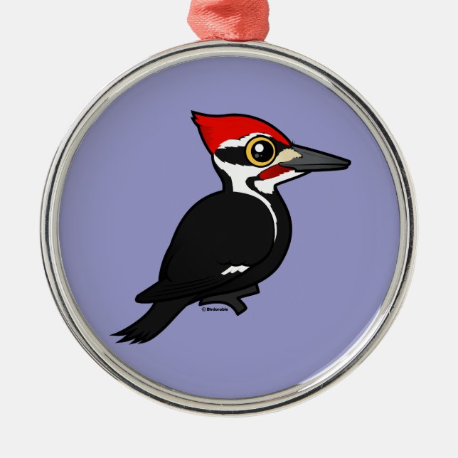 Ornamento De Metal Pica-pau de Birdorable Pileated (Frente)