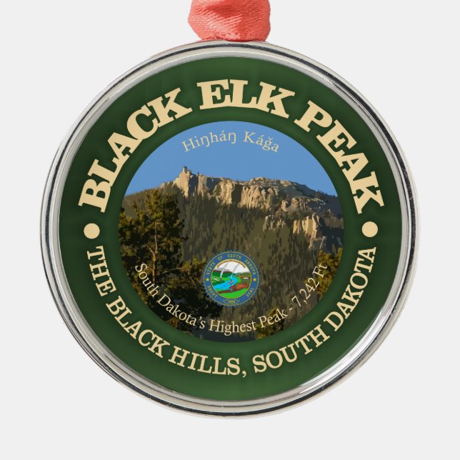 Ornamento De Metal Pico de Elk Negro (Frente)