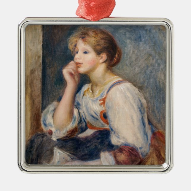 Ornamento De Metal Pierre-Auguste Renoir - Mulher com Letra (Frente)