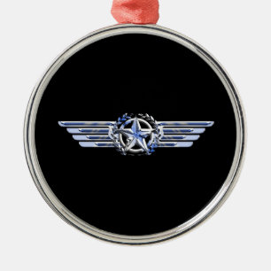 Ornamento De Metal Piloto De Ar Geral Chrome Tal Como Star Wings Blac