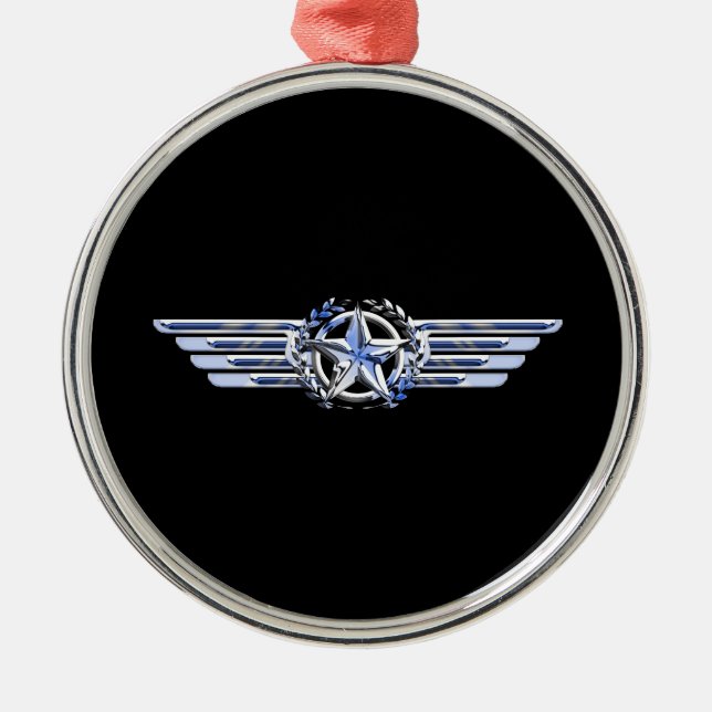Ornamento De Metal Piloto De Ar Geral Chrome Tal Como Star Wings Blac (Frente)