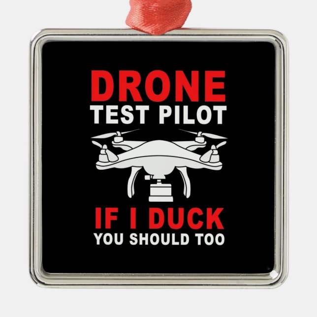 Ornamento De Metal Piloto de teste de drone (Frente)