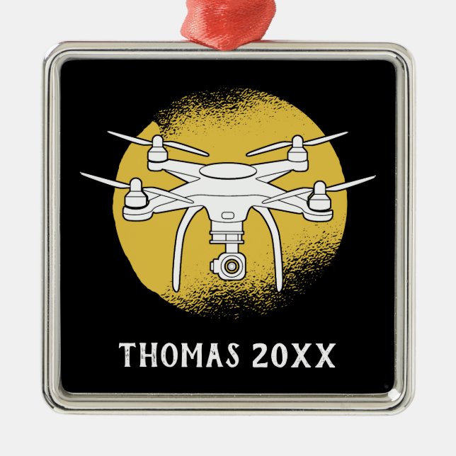 Ornamento De Metal Piloto Multirotor de Drones Personalizado (Frente)