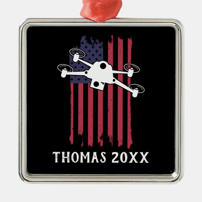 Ornamento De Metal Piloto Multirotor de Drones Personalizado (Frente)