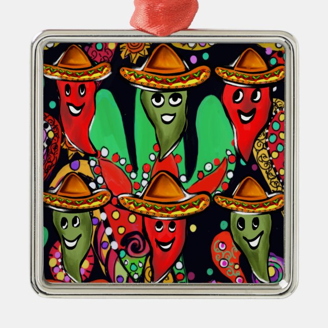 Ornamento De Metal Pimentões Cinco de Mayo (Frente)