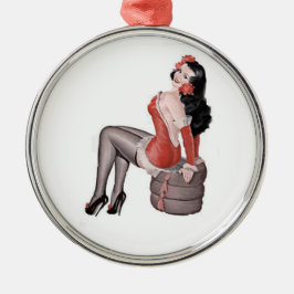 Ornamento De Metal Pin Up Girl Tires