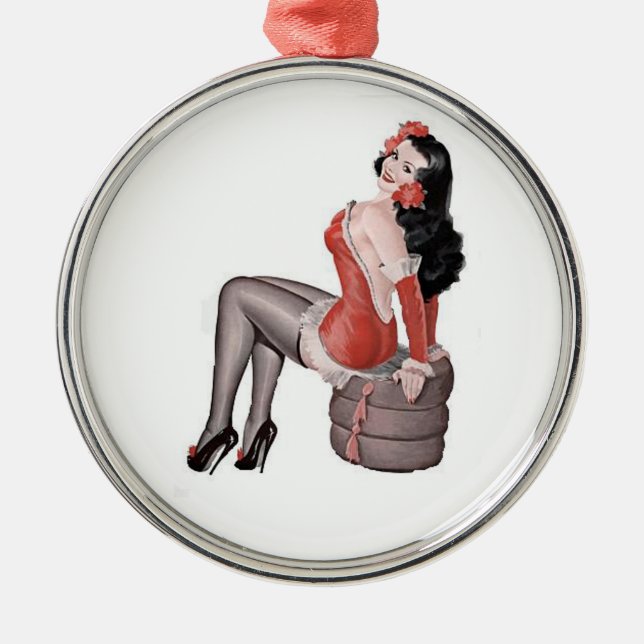 Ornamento De Metal Pin Up Girl Tires (Frente)