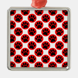 Ornamento De Metal Pinças Negras De Cachorro Em Bolinhas Vermelhas