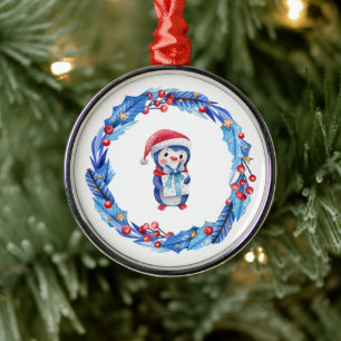Ornamento De Metal Pinguim bonito
