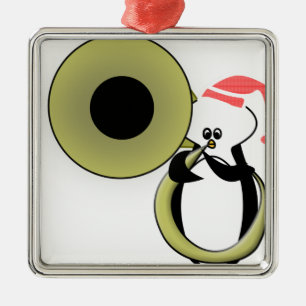 Ornamento De Metal Pinguim do bebê com tuba